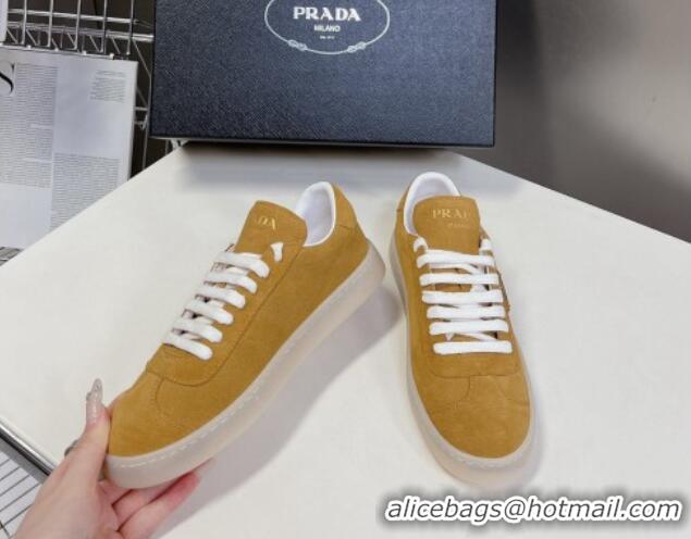 Buy Discount Prada Downtown Suede Sneakers Yellow 430074