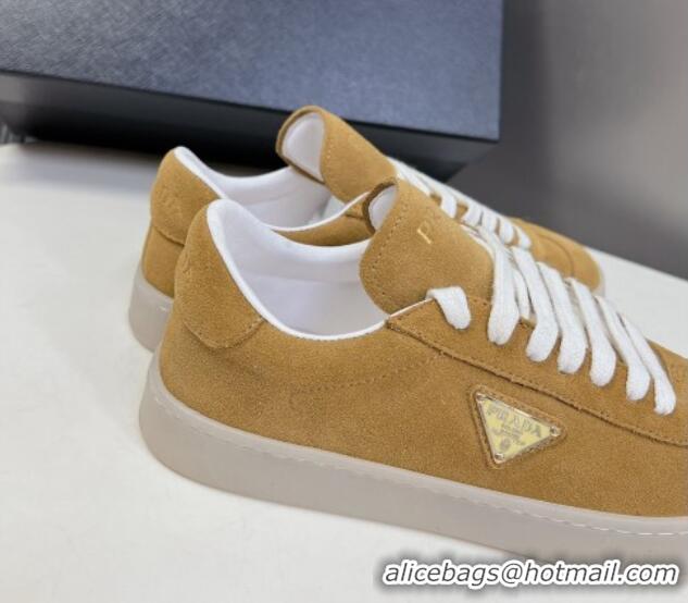 Buy Discount Prada Downtown Suede Sneakers Yellow 430074