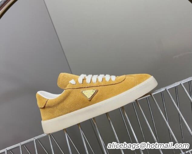 Buy Discount Prada Downtown Suede Sneakers Yellow 430074