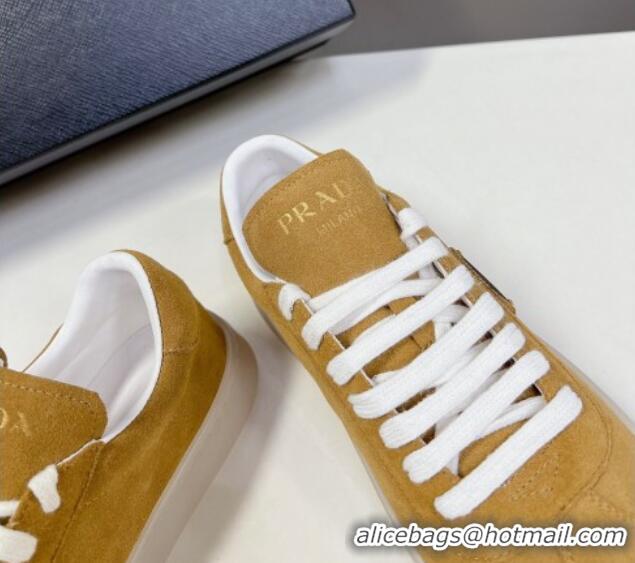 Buy Discount Prada Downtown Suede Sneakers Yellow 430074