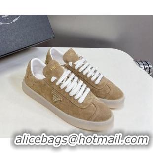 Classic Hot Prada Downtown Suede Sneakers Beige 430075