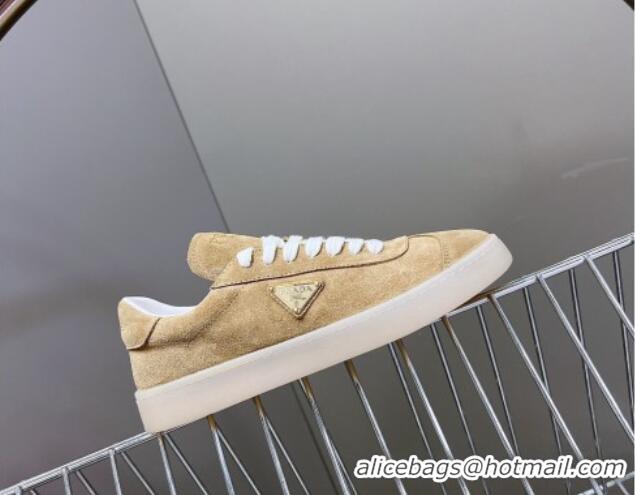 Classic Hot Prada Downtown Suede Sneakers Beige 430075