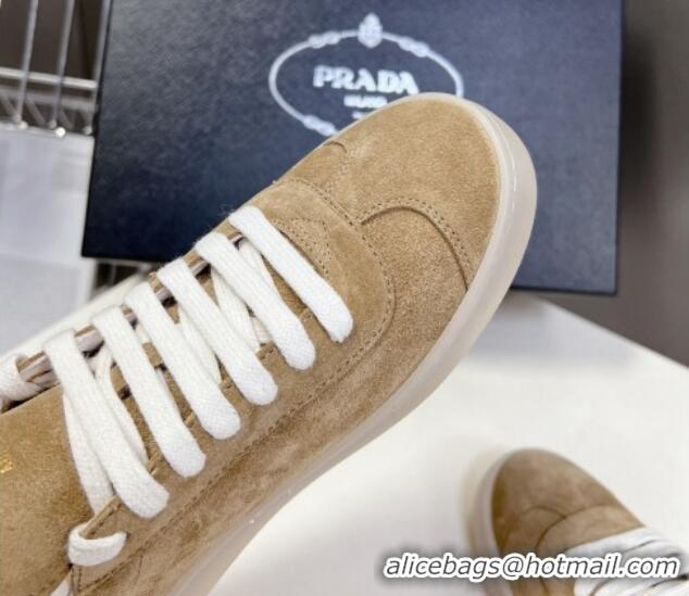 Classic Hot Prada Downtown Suede Sneakers Beige 430075