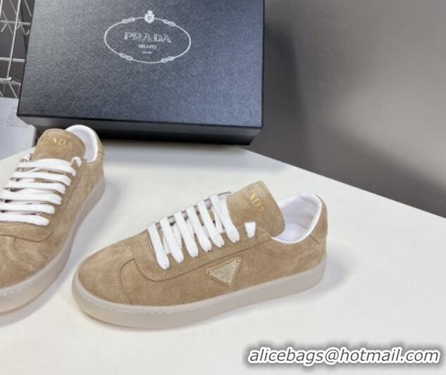 Classic Hot Prada Downtown Suede Sneakers Beige 430075