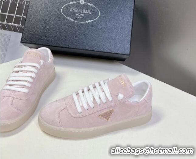 Sophisticated Prada Downtown Suede Sneakers Pink 430077