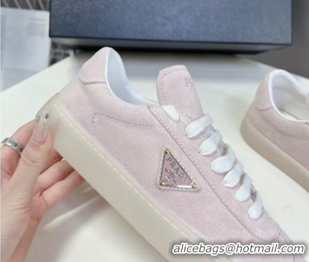 Sophisticated Prada Downtown Suede Sneakers Pink 430077