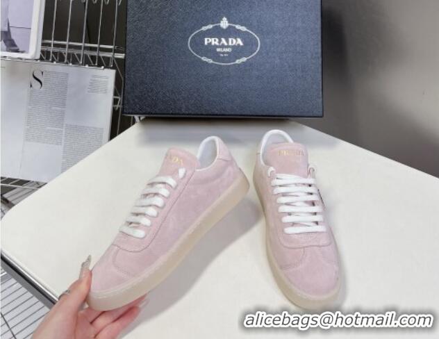 Sophisticated Prada Downtown Suede Sneakers Pink 430077