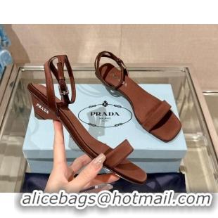 Perfect Prada Satin Heel Sandals 3.5cm Brown 430079