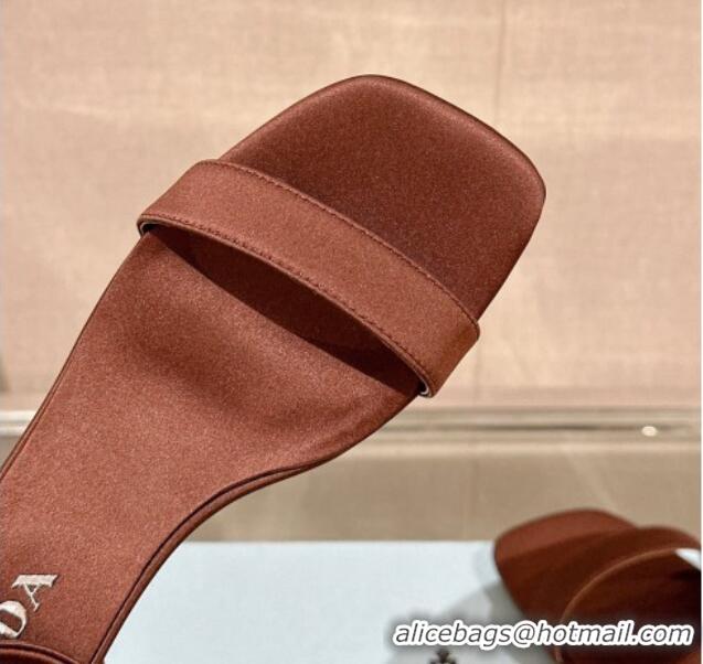 Perfect Prada Satin Heel Sandals 3.5cm Brown 430079