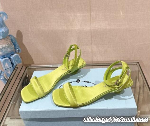 Top Grade Prada Satin Heel Sandals 3.5cm Green 430081