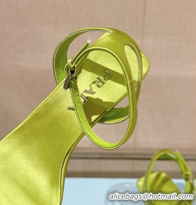 Top Grade Prada Satin Heel Sandals 3.5cm Green 430081