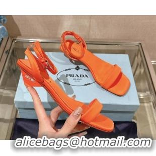 Good Quality Prada Satin Heel Sandals 3.5cm Orange 430082