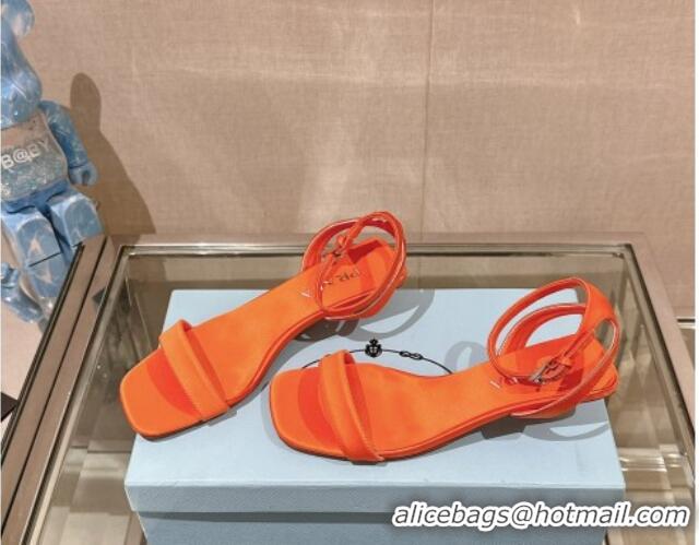 Good Quality Prada Satin Heel Sandals 3.5cm Orange 430082