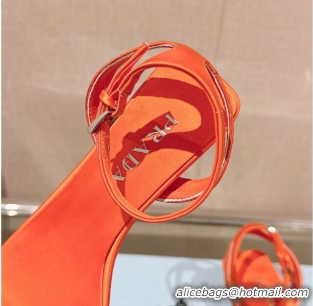 Good Quality Prada Satin Heel Sandals 3.5cm Orange 430082