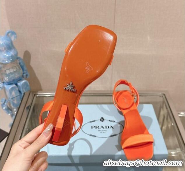 Good Quality Prada Satin Heel Sandals 3.5cm Orange 430082