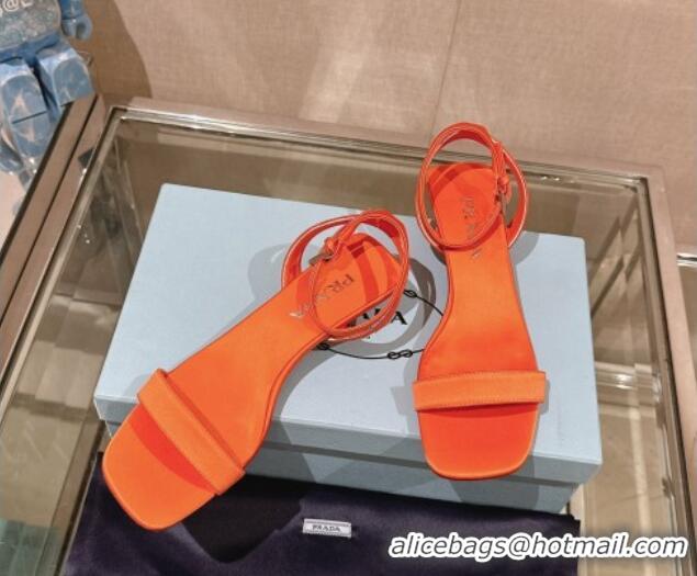 Good Quality Prada Satin Heel Sandals 3.5cm Orange 430082