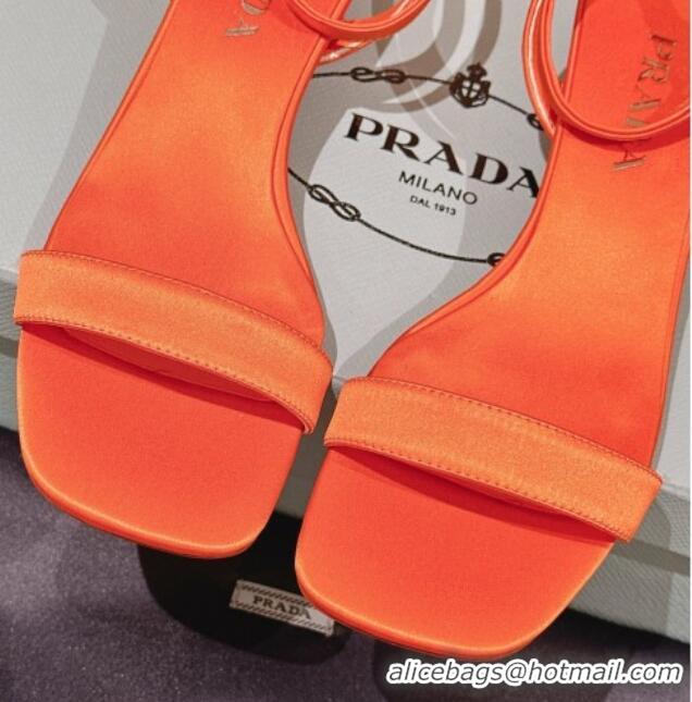 Good Quality Prada Satin Heel Sandals 3.5cm Orange 430082