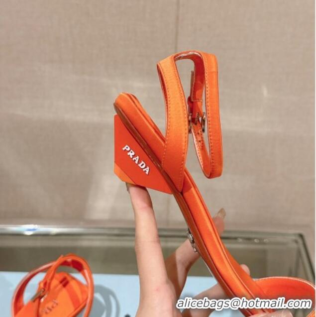 Good Quality Prada Satin Heel Sandals 3.5cm Orange 430082