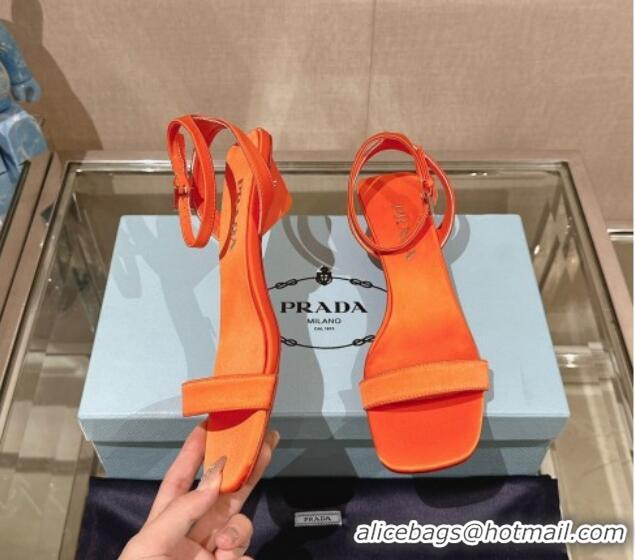 Good Quality Prada Satin Heel Sandals 3.5cm Orange 430082