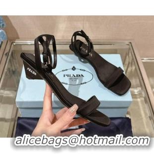 Shop Cheap Prada Satin Heel Sandals 3.5cm Black 430083