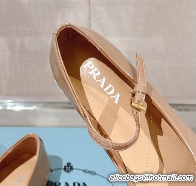 Luxurious Prada Patent Leather ballerinas Flat Beige 430087