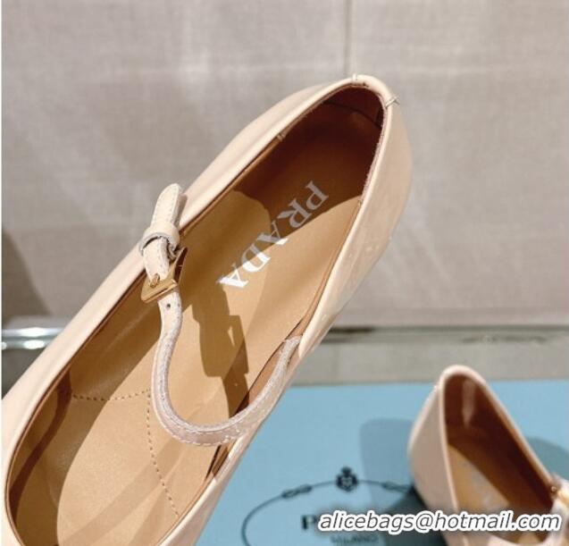 Best Grade Prada Patent Leather ballerinas Flat Pale Nude 430088