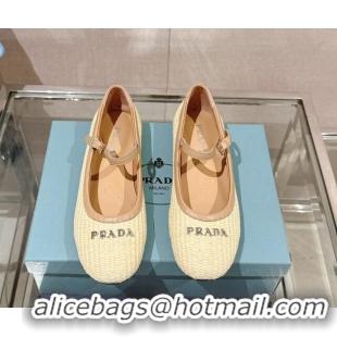 Top Grade Prada Crochet ballerinas Flat Pale Beige 430092