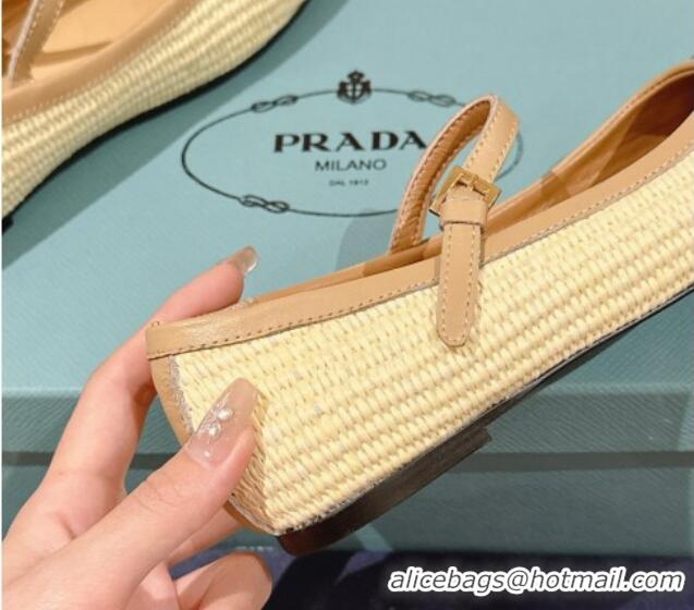 Top Grade Prada Crochet ballerinas Flat Pale Beige 430092