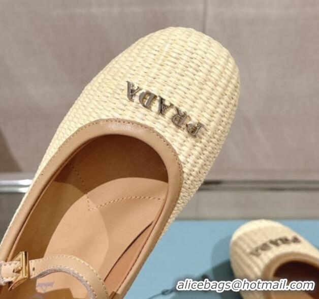 Top Grade Prada Crochet ballerinas Flat Pale Beige 430092