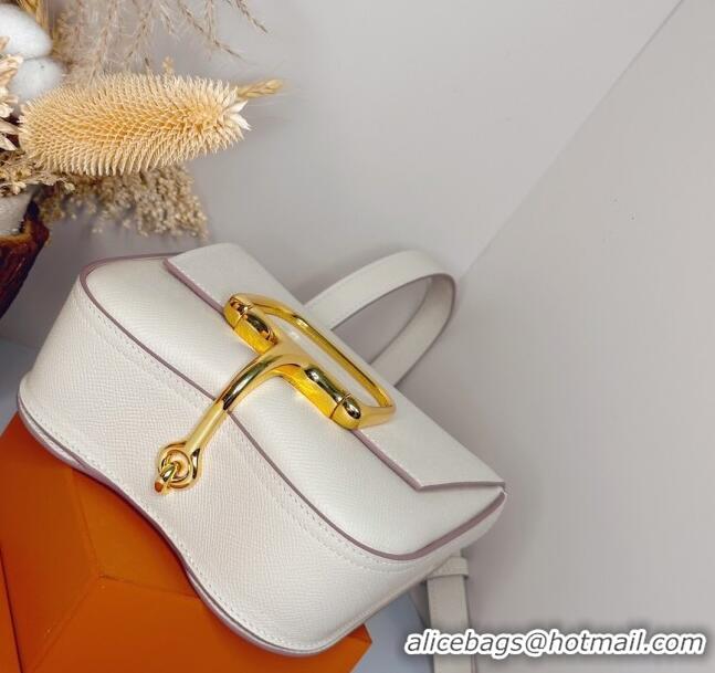 Promotional Hermès Della Cavalleria Mini Bag in Epsom Leather 3005 White/Gold 2024 (Half Handmade)