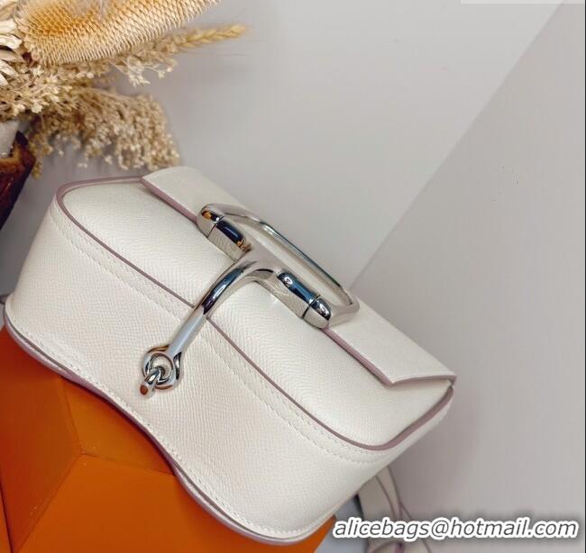 Inexpensive Hermes Della Cavalleria Mini Bag in Epsom Leather 3005 White/Silver 2024 (Half Handmade)