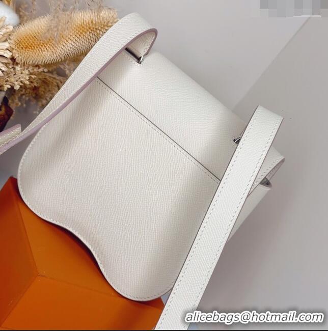 Inexpensive Hermes Della Cavalleria Mini Bag in Epsom Leather 3005 White/Silver 2024 (Half Handmade)