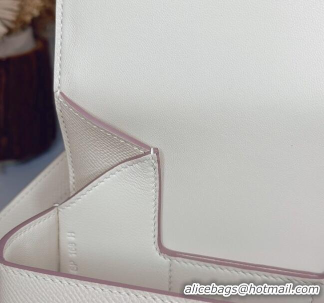 Inexpensive Hermes Della Cavalleria Mini Bag in Epsom Leather 3005 White/Silver 2024 (Half Handmade)