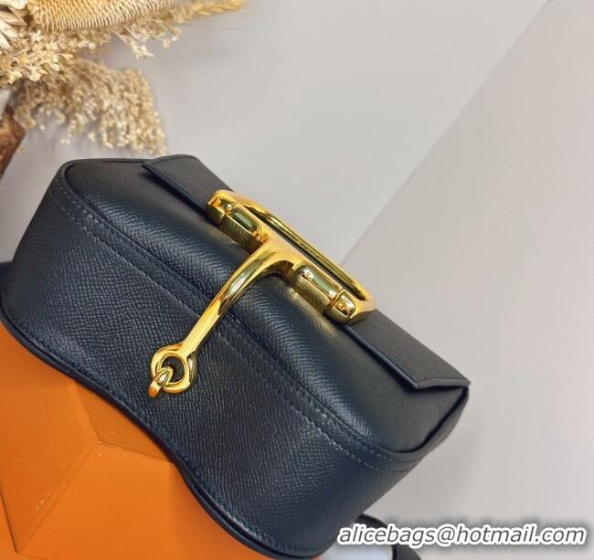 Super Quality Hermes Della Cavalleria Mini Bag in Epsom Leather 3005 Black/Gold 2024 (Half Handmade) 