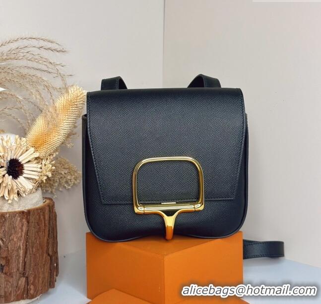 Super Quality Hermes Della Cavalleria Mini Bag in Epsom Leather 3005 Black/Gold 2024 (Half Handmade) 