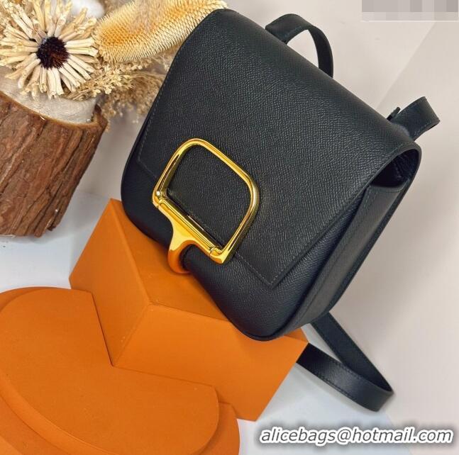 Super Quality Hermes Della Cavalleria Mini Bag in Epsom Leather 3005 Black/Gold 2024 (Half Handmade) 