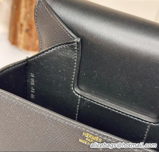 Super Quality Hermes Della Cavalleria Mini Bag in Epsom Leather 3005 Black/Gold 2024 (Half Handmade) 