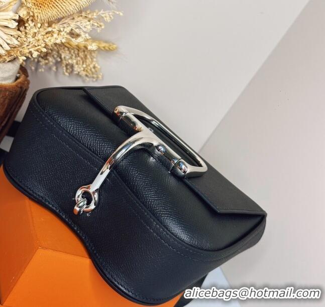 Well Crafted Hermes Della Cavalleria Mini Bag in Epsom Leather 3005 Black/Silver 2024 (Half Handmade)