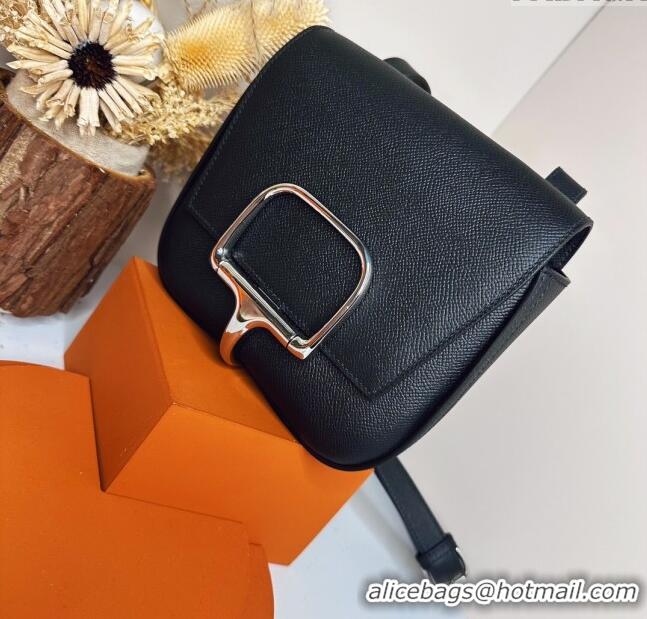 Well Crafted Hermes Della Cavalleria Mini Bag in Epsom Leather 3005 Black/Silver 2024 (Half Handmade)