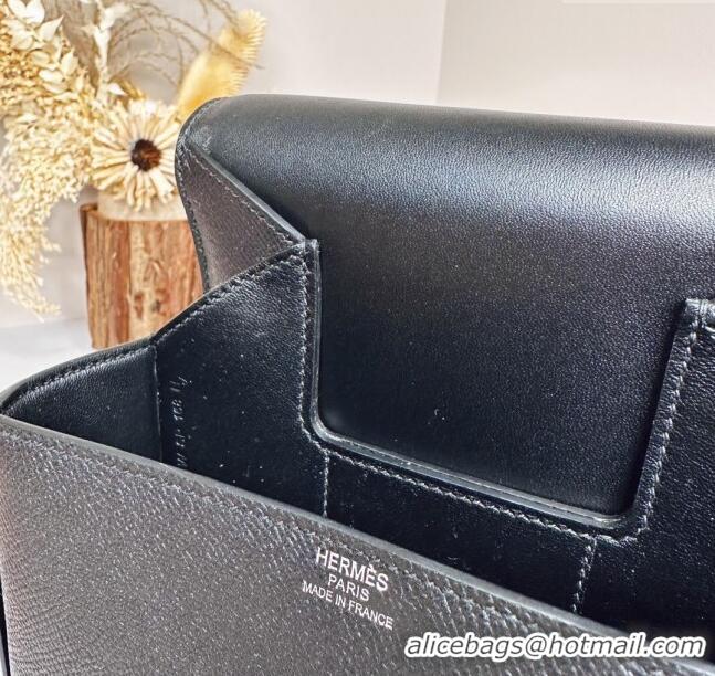 Well Crafted Hermes Della Cavalleria Mini Bag in Epsom Leather 3005 Black/Silver 2024 (Half Handmade)