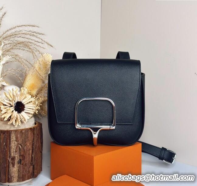 Well Crafted Hermes Della Cavalleria Mini Bag in Epsom Leather 3005 Black/Silver 2024 (Half Handmade)