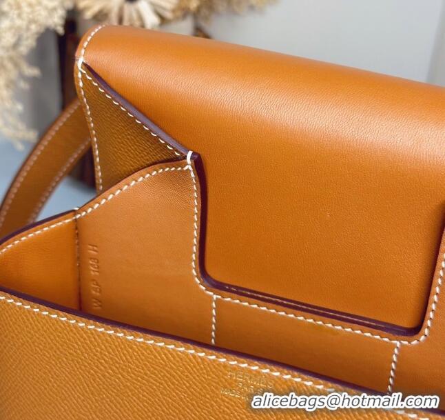 Grade Product Hermes Della Cavalleria Mini Bag in Epsom Leather 3005 Brown/Gold 2024 (Half Handmade) 