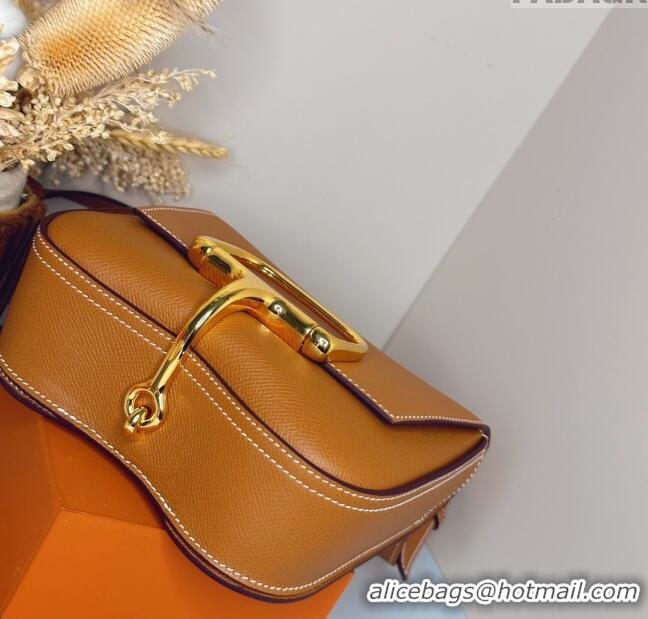 Grade Product Hermes Della Cavalleria Mini Bag in Epsom Leather 3005 Brown/Gold 2024 (Half Handmade) 