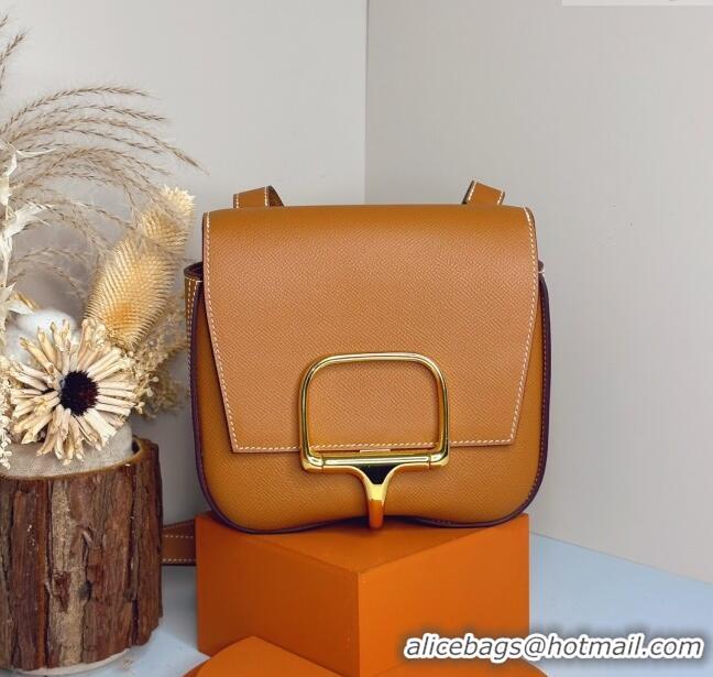 Grade Product Hermes Della Cavalleria Mini Bag in Epsom Leather 3005 Brown/Gold 2024 (Half Handmade) 