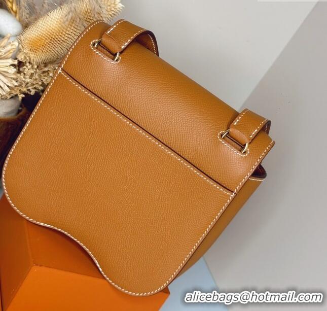 Grade Product Hermes Della Cavalleria Mini Bag in Epsom Leather 3005 Brown/Gold 2024 (Half Handmade) 