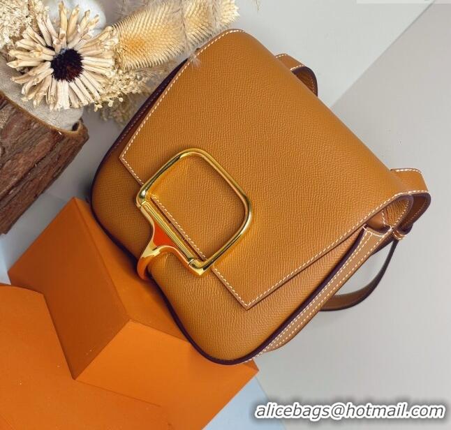 Grade Product Hermes Della Cavalleria Mini Bag in Epsom Leather 3005 Brown/Gold 2024 (Half Handmade) 