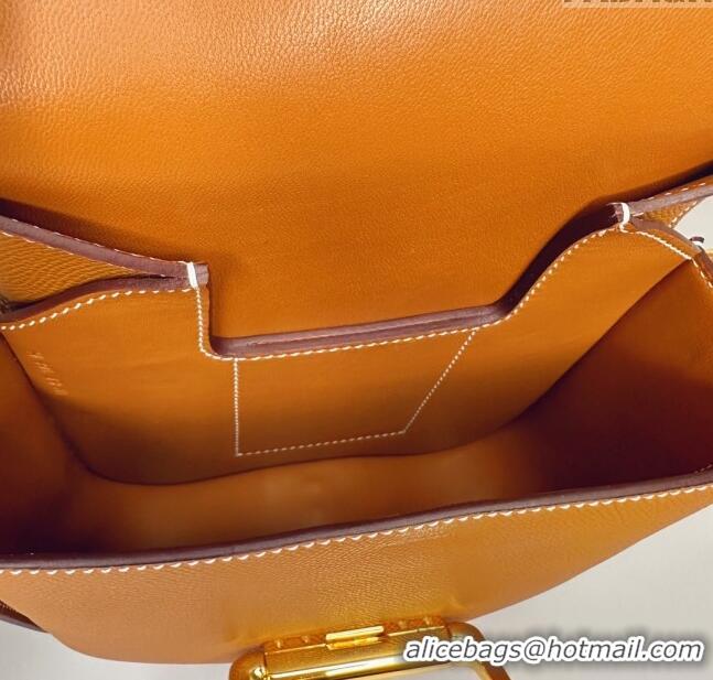 Grade Product Hermes Della Cavalleria Mini Bag in Epsom Leather 3005 Brown/Gold 2024 (Half Handmade) 