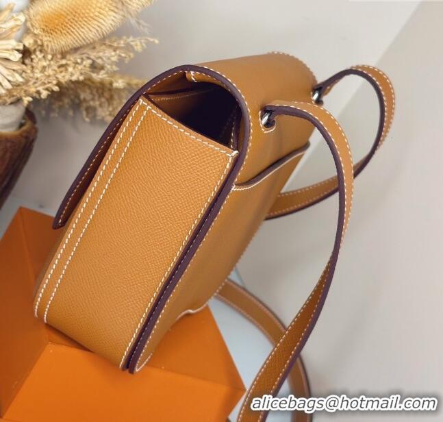 Most Popular Hermes Della Cavalleria Mini Bag in Epsom Leather 3005 Brown/Silver 2024 (Half Handmade)