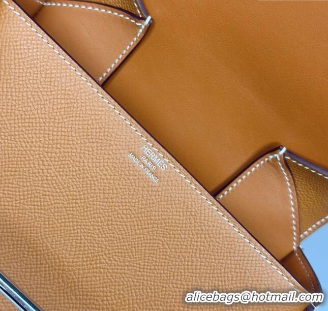 Most Popular Hermes Della Cavalleria Mini Bag in Epsom Leather 3005 Brown/Silver 2024 (Half Handmade)