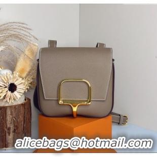 New Design Hermes Della Cavalleria Mini Bag in Epsom Leather 3005 Etoupe/Gold 2024 (Half Handmade)